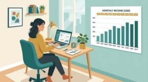 Freelancer reviewing irregular monthly income for financial planning