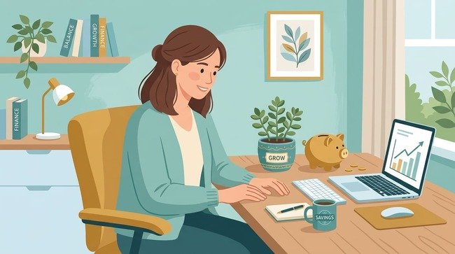 Young professional building savings habits at their first full-time job, money tips for your first full-time job