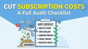 Minimalist illustration representing a subscription cost audit checklist.