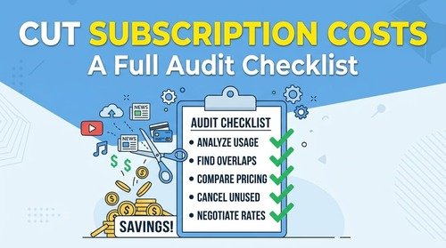 Minimalist illustration representing a subscription cost audit checklist.